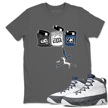Sneaker match tees – Sneaker Tees To Match Air Jordan 9 Flint Grey Shoes – Jordan Paint Tee Cool Grey 1