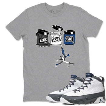 Sneaker match tees – Sneaker Tees To Match Air Jordan 9 Flint Grey Shoes – Jordan Paint Tee Heather Grey 1