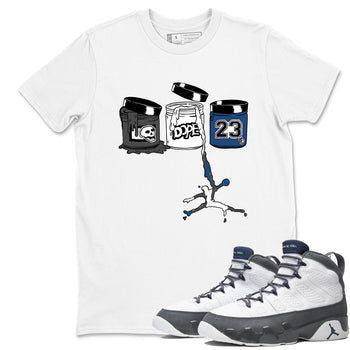 Sneaker match tees – Sneaker Tees To Match Air Jordan 9 Flint Grey Shoes – Jordan Paint Tee White 1