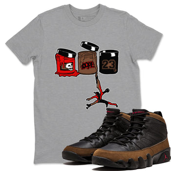 9s Olive shirts to match jordans Jordan Paint sneaker match tees Air Jordan 9 Olive match shoes to clothes SNRT Sneaker Tees unisex cotton Heather Grey 1 shirts