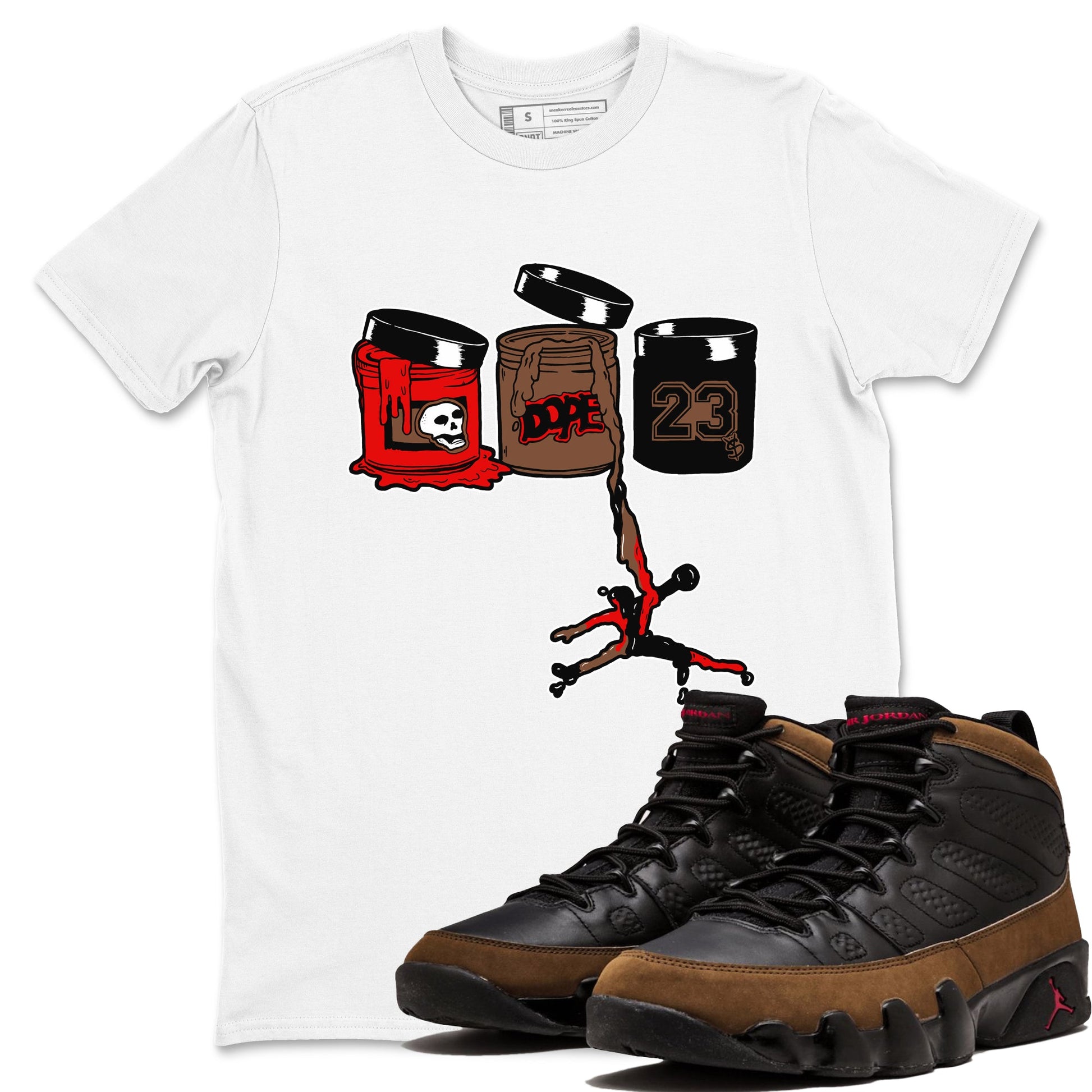 9s Olive shirts to match jordans Jordan Paint sneaker match tees Air Jordan 9 Olive match shoes to clothes SNRT Sneaker Tees unisex cotton White 1 shirts