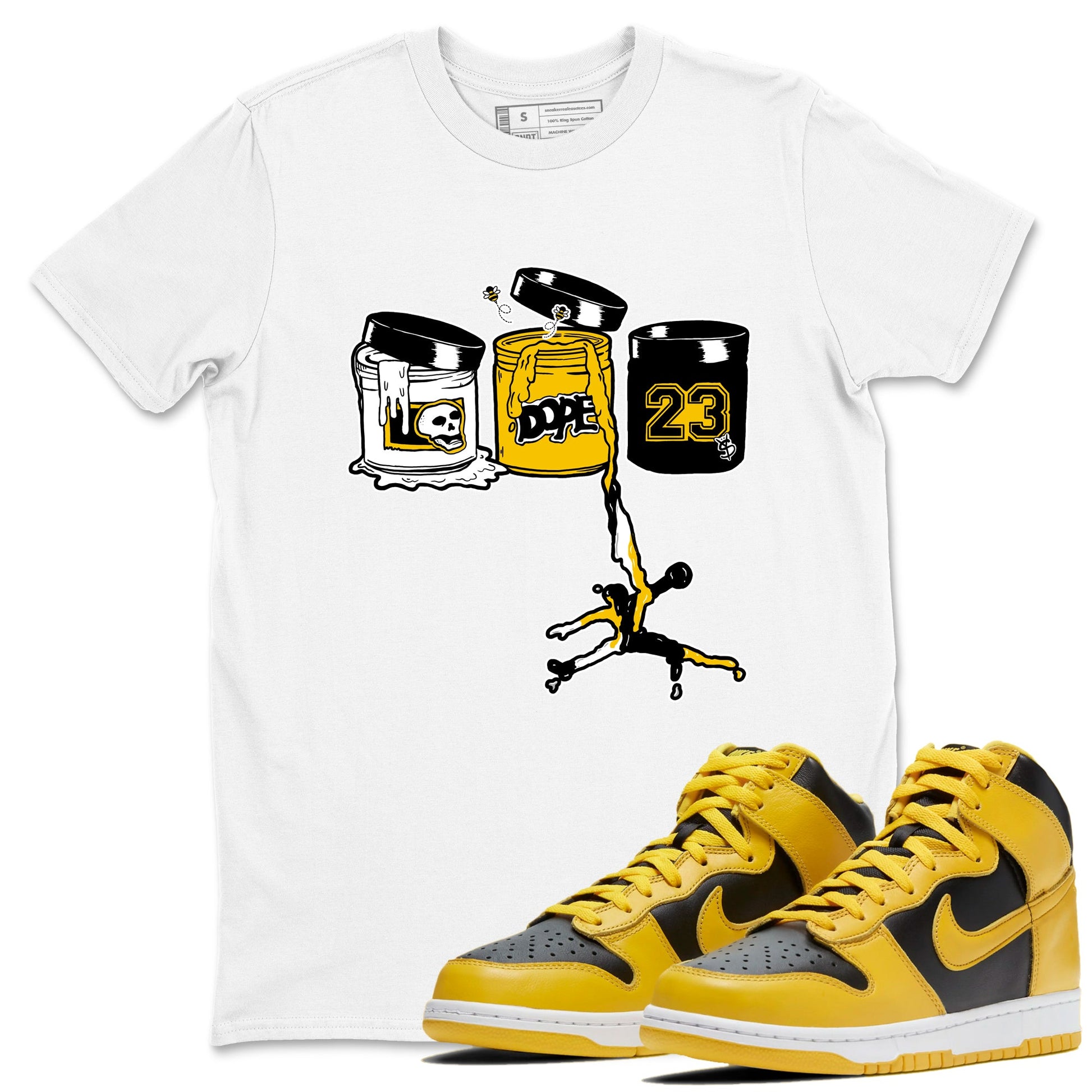 Dunk High Pollen Shirts To Match Jordans Jordan Paint sneaker match tees Dunk High Iowa Tee SNRT Sneaker Release Tees unisex cotton White 1 crew neck shirts