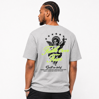 Faith Over Fear sneaker match t-shirt styled to complete your fit with the Air Max 90 Neon Yellow sneakers
