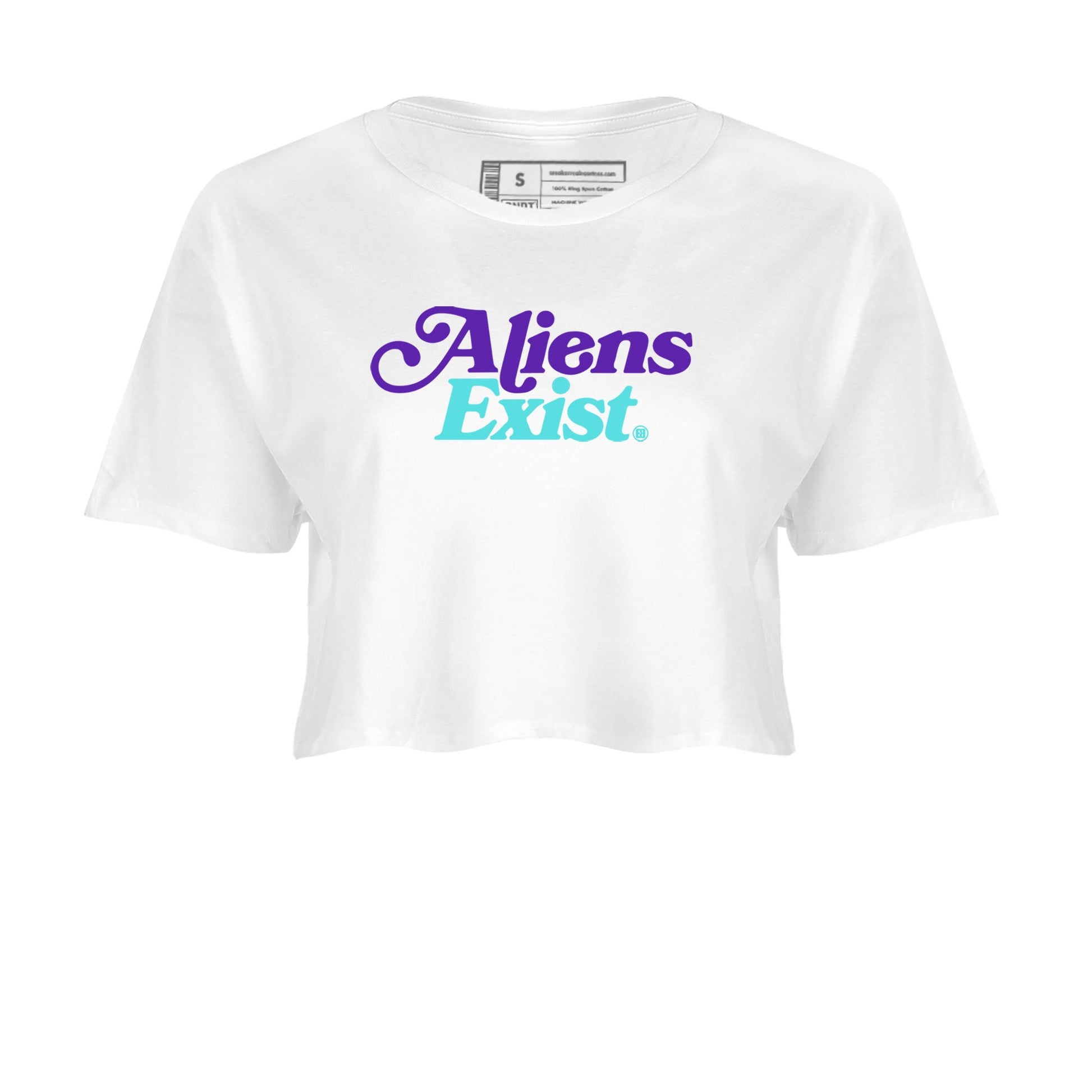 5s Grape shirts to match jordans Alien Exist best t shirts to wear with jordans AJ 5 OG Grape match shoes to clothes SNRT Sneaker Tees unisex cotton White 2 crop tee