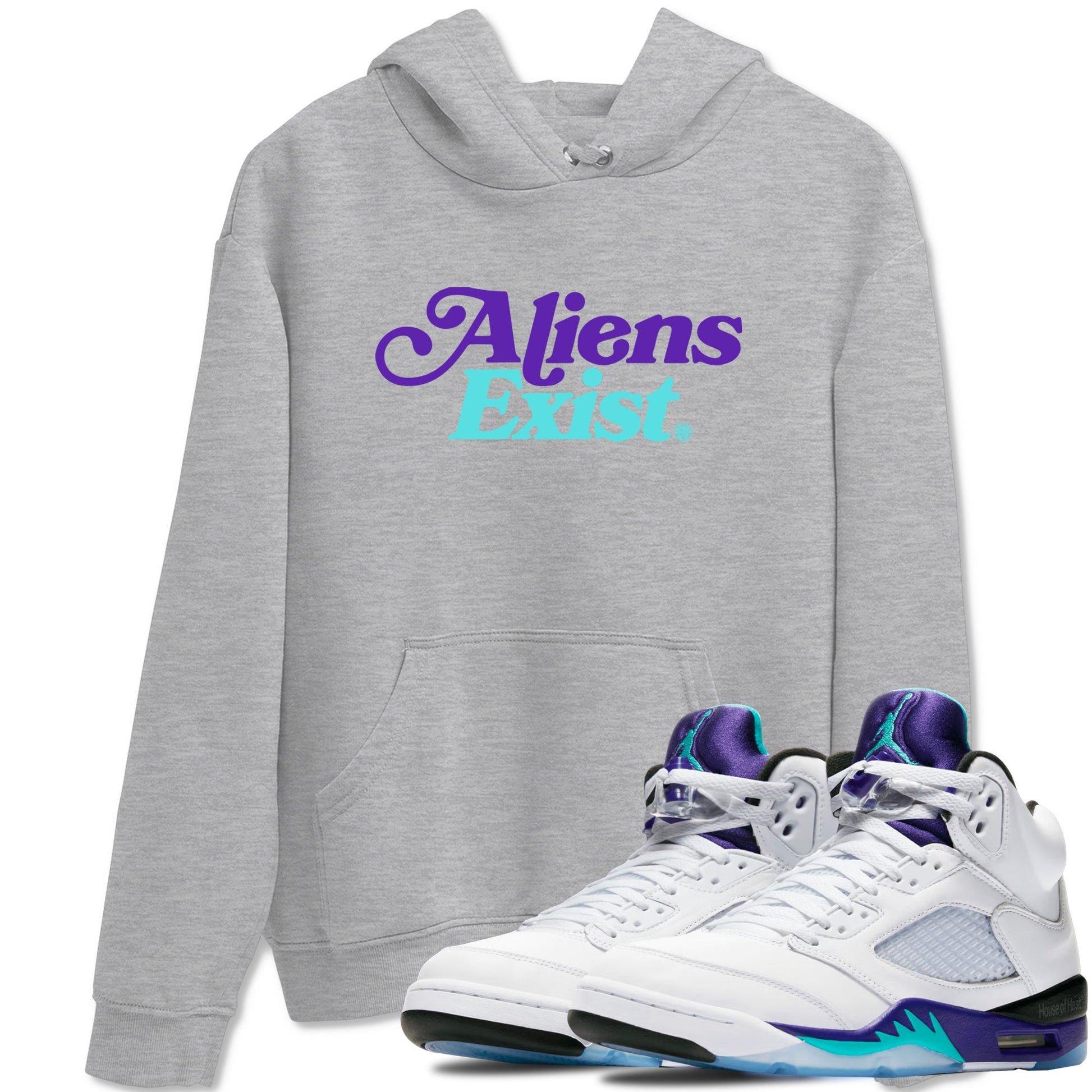 5s Grape shirts to match jordans Alien Exist best t shirts to wear with jordans AJ 5 OG Grape match shoes to clothes SNRT Sneaker Tees unisex cotton Heather Grey 1 shirts