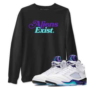 5s Grape shirts to match jordans Alien Exist best t shirts to wear with jordans AJ 5 OG Grape match shoes to clothes SNRT Sneaker Tees unisex cotton Black 1 shirts