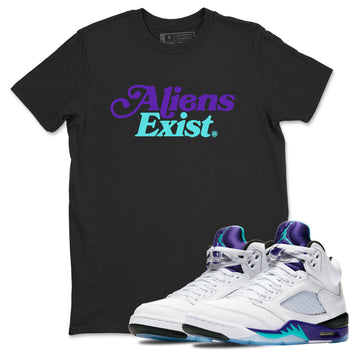 5s Grape shirts to match jordans Alien Exist best t shirts to wear with jordans AJ 5 OG Grape match shoes to clothes SNRT Sneaker Tees unisex cotton Black 1 shirts