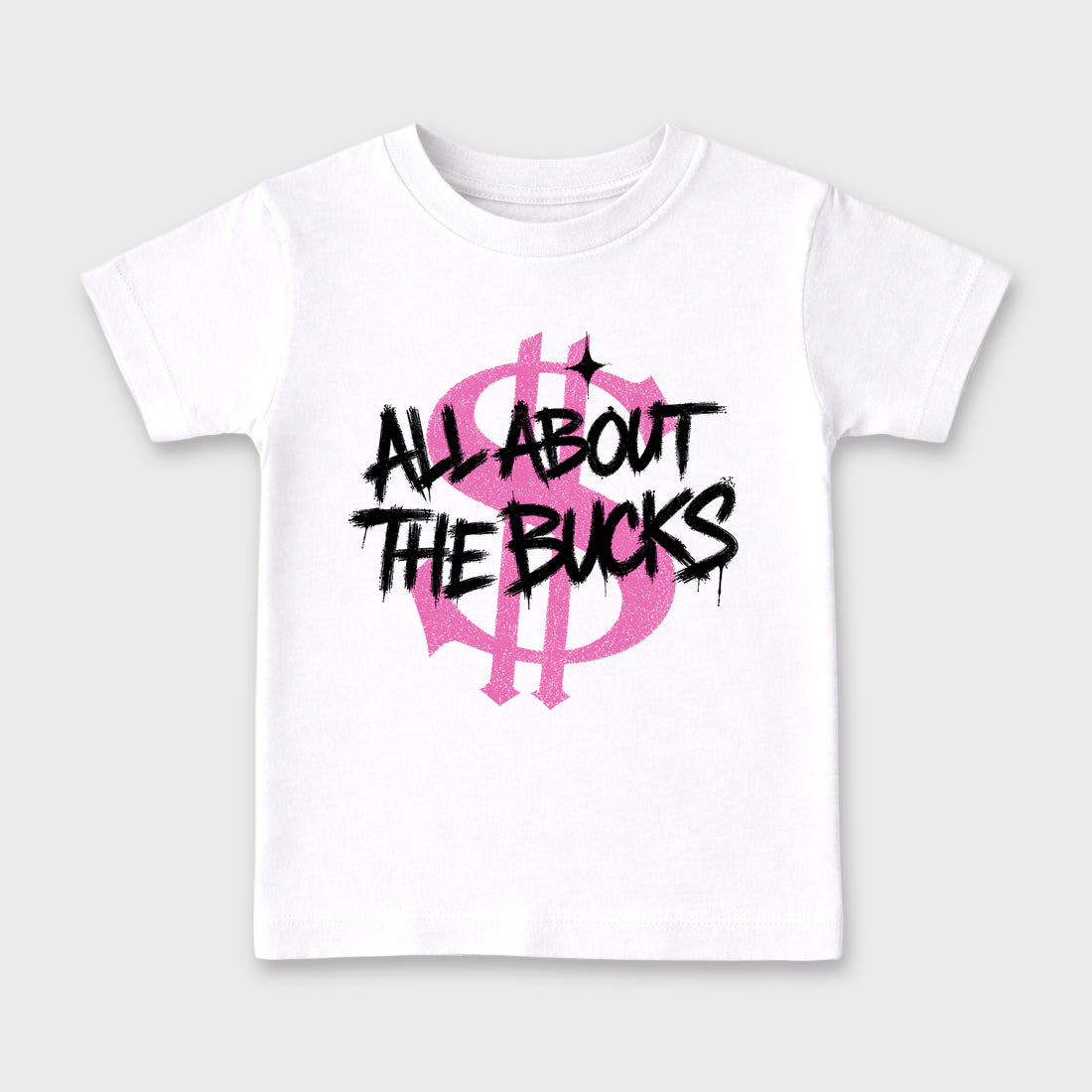 All About the Bucks Baby & Kids Graphic T-Shirt featuring original artwork designed to match the Air Jordan 6 Playful Pink. White 2 Kids Graphic Tee.