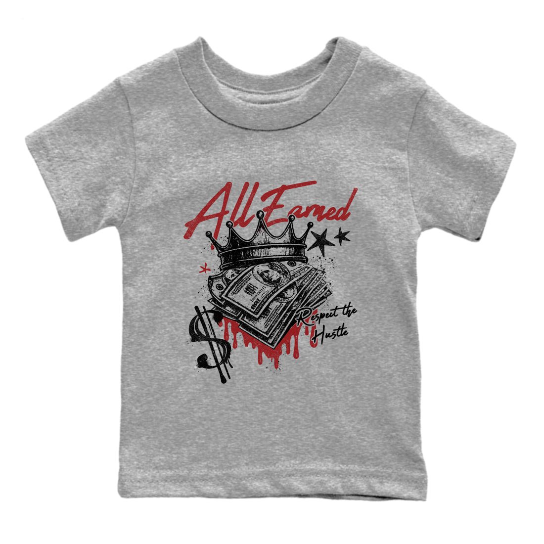 Sneaker match tees – Sneaker Tees To Match Air Foamposite Cough Drop Shoes – All Earned Kids T-Shirt Heather Grey 2