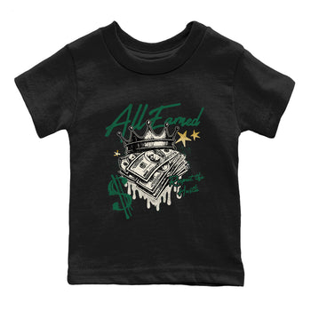 Sneaker Threads – Sneaker Tees To Match Air Jordan 1 Pro Green – All Earned Youth Graphic Tee Black 2. Perfect for Jordan releases 2025 colorways.