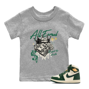 Sneaker Threads – Sneaker Tees To Match Air Jordan 1 Pro Green – All Earned Youth Graphic Tee Heather Grey 1. Perfect for Jordan releases 2025 colorways.