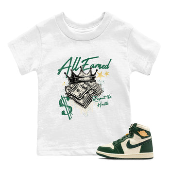 Sneaker Threads – Sneaker Tees To Match Air Jordan 1 Pro Green – All Earned Youth Graphic Tee White 1. Perfect for Jordan releases 2025 colorways.