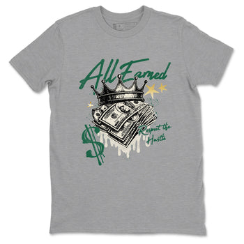 Sneaker Threads – Sneaker Tees To Match Air Jordan 1 Pro Green – All Earned Graphic Tee Heather Grey 2. Perfect for Jordan releases 2025 colorways.