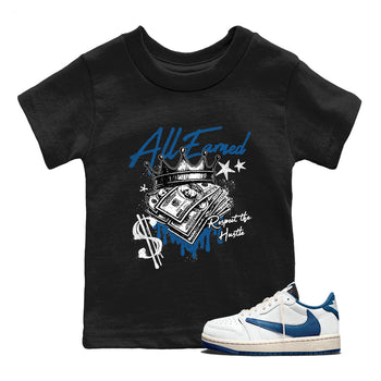Sneaker match tees  Sneaker Tees To Match Air Jordan 1 Travis Scott Fragment Shoes  All Earned Kids T-Shirt Black 1