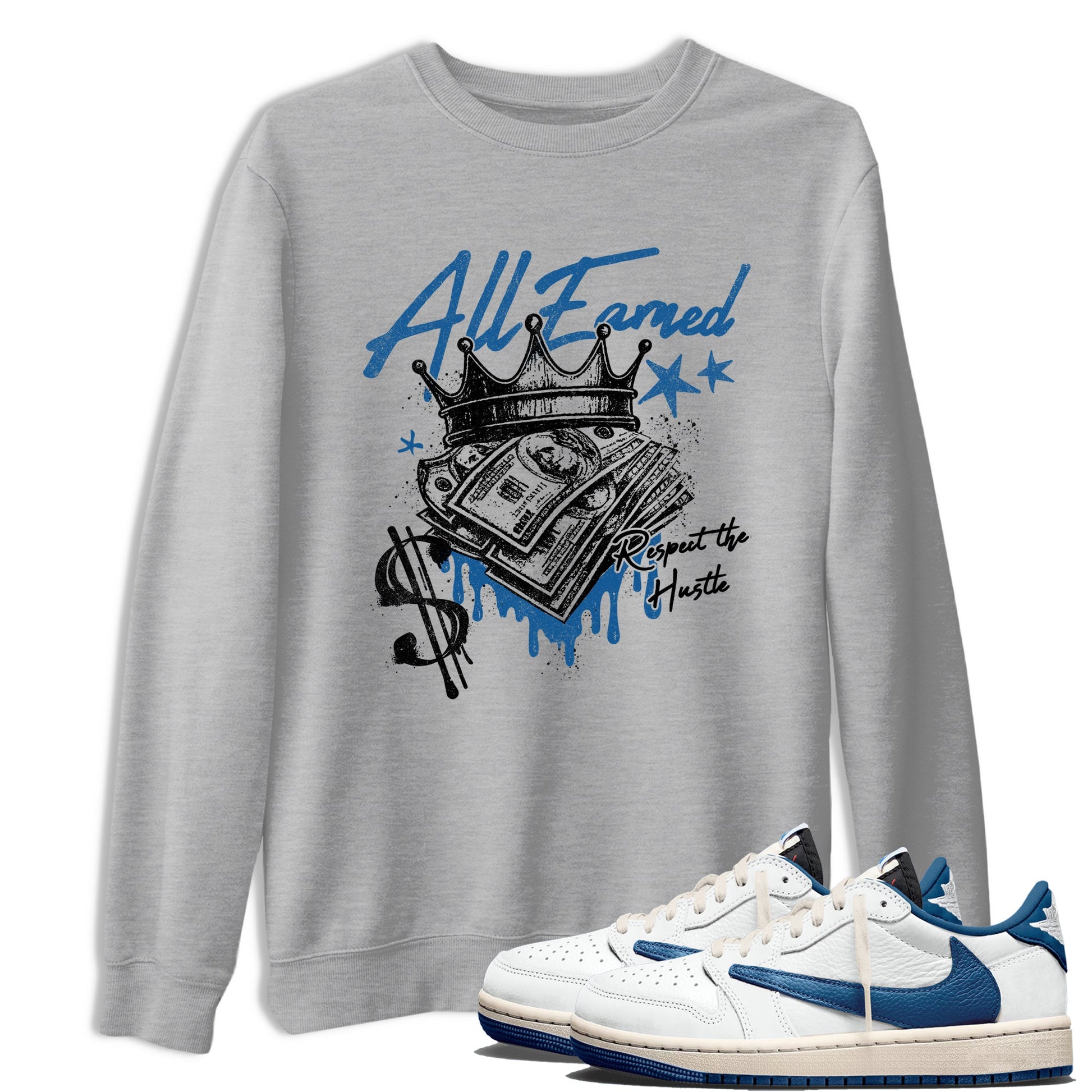 Sneaker match tees  Sneaker Tees To Match Air Jordan 1 Travis Scott Fragment Shoes  All Earned Tee Heather Grey 1
