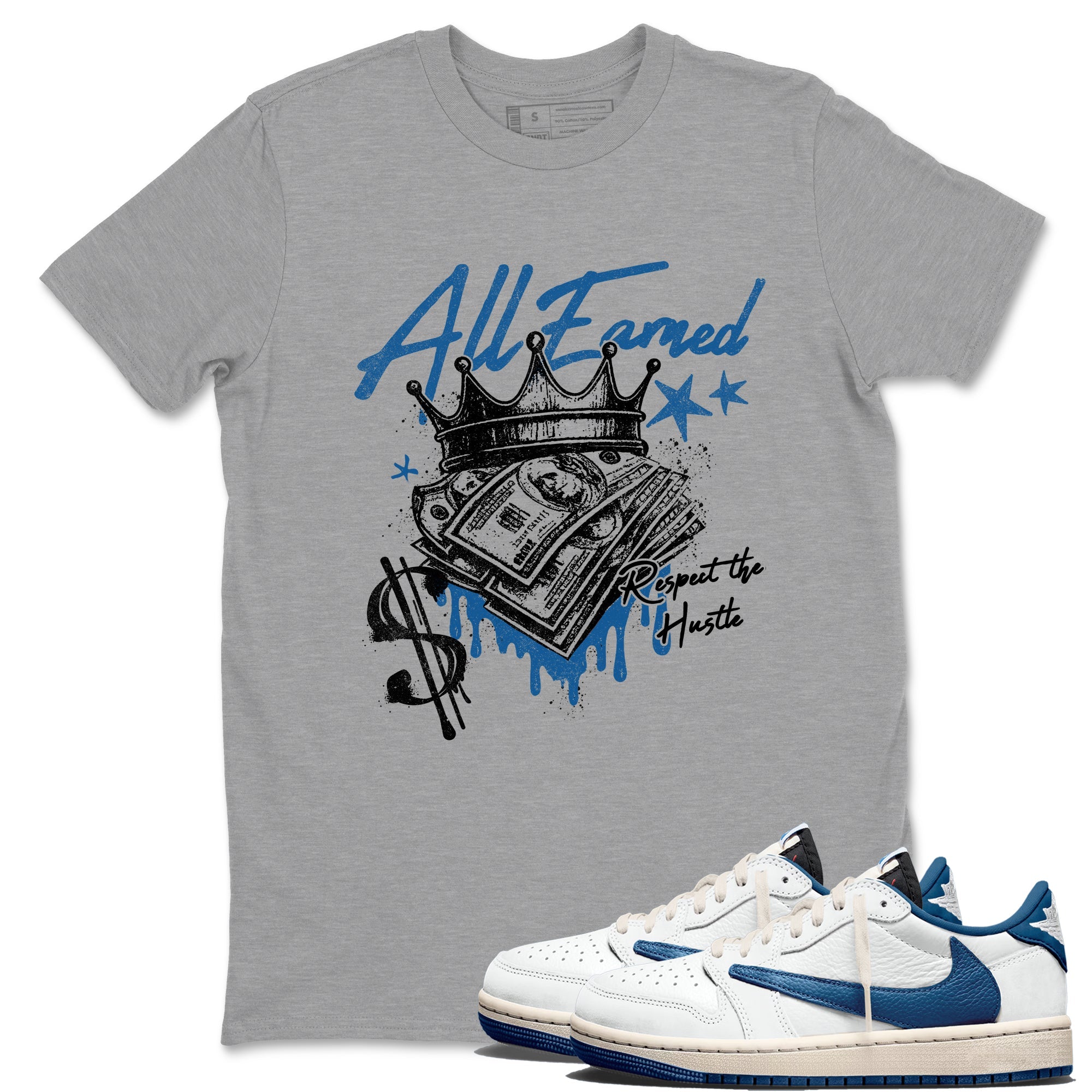 Sneaker match tees  Sneaker Tees To Match Air Jordan 1 Travis Scott Fragment Shoes  All Earned Tee Heather Grey 1
