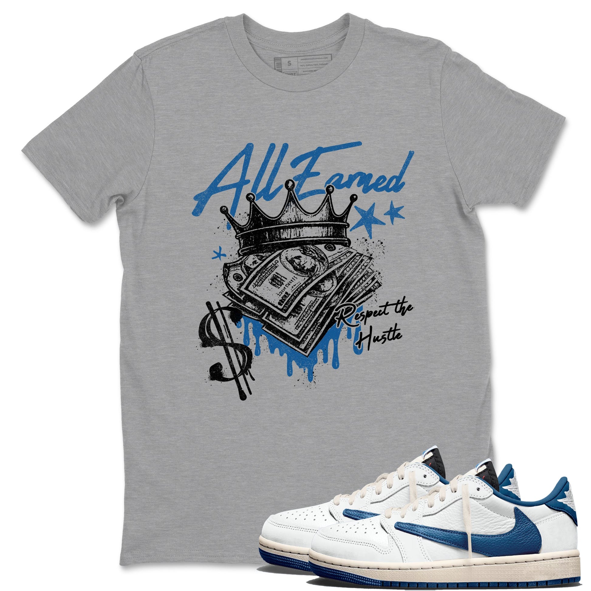 Sneaker match tees  Sneaker Tees To Match Air Jordan 1 Travis Scott Fragment Shoes  All Earned Tee Heather Grey 1