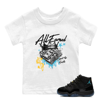 Sneaker match tees – Sneaker Tees To Match Air Jordan 11 Gamma Shoes – All Earned Kids T-Shirt White 1