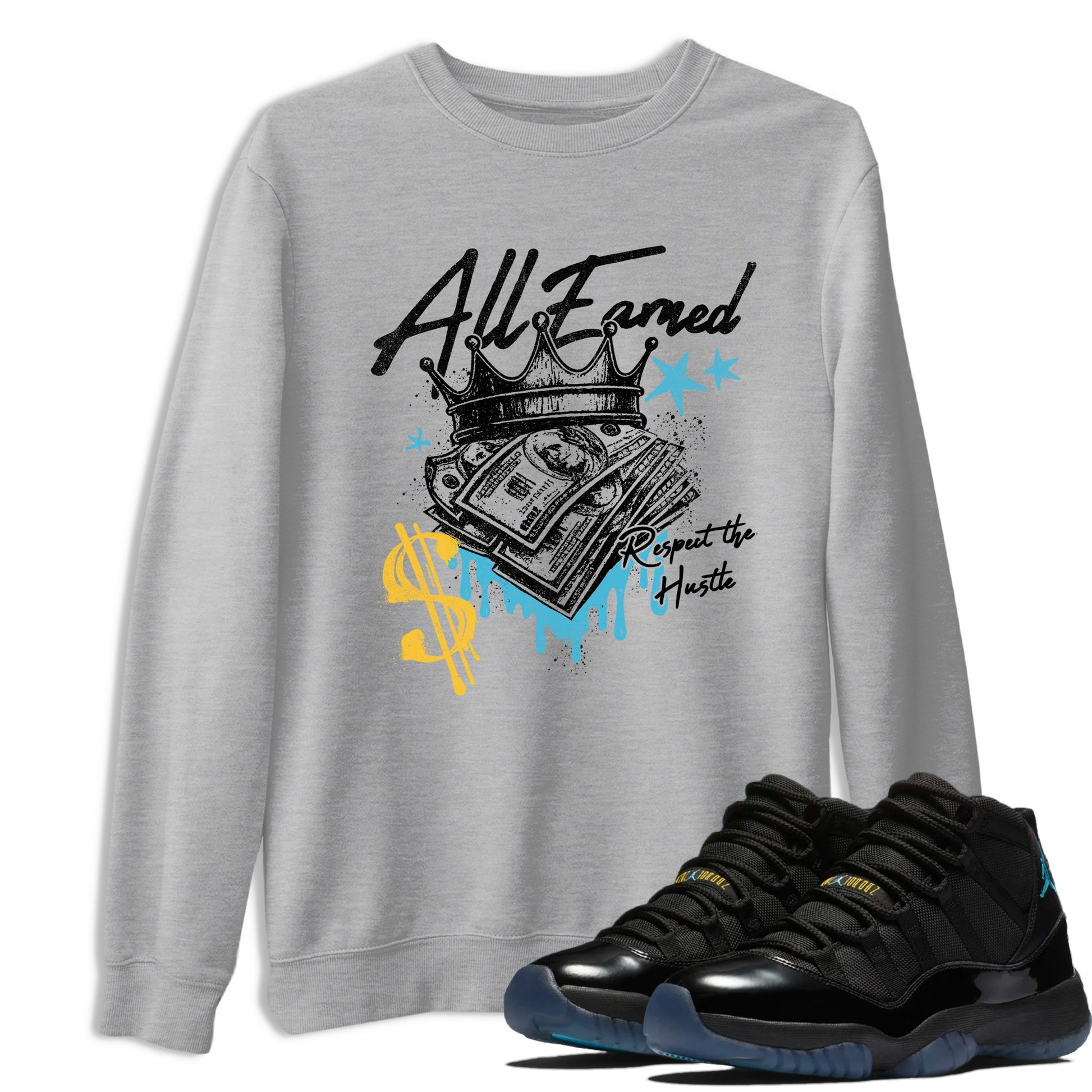 Sneaker match tees – Sneaker Tees To Match Air Jordan 11 Gamma Shoes – All Earned Tee Heather Grey 1
