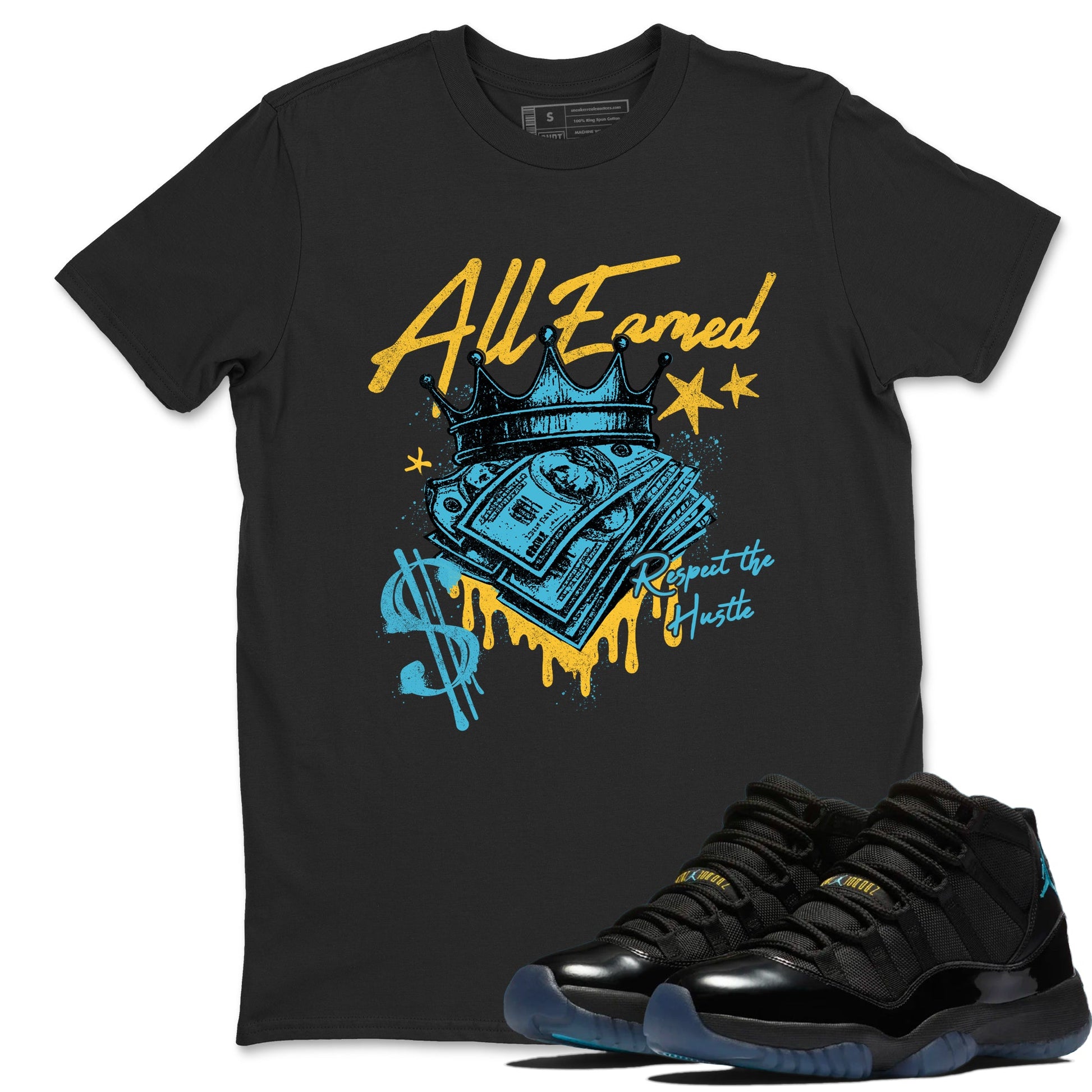 Sneaker match tees – Sneaker Tees To Match Air Jordan 11 Gamma Shoes – All Earned Tee Black 1