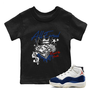 Sneaker match tees – Sneaker Threads To Match Air Jordan 11 Rare Air Shoes – All Earned Kids T-Shirt Black 1