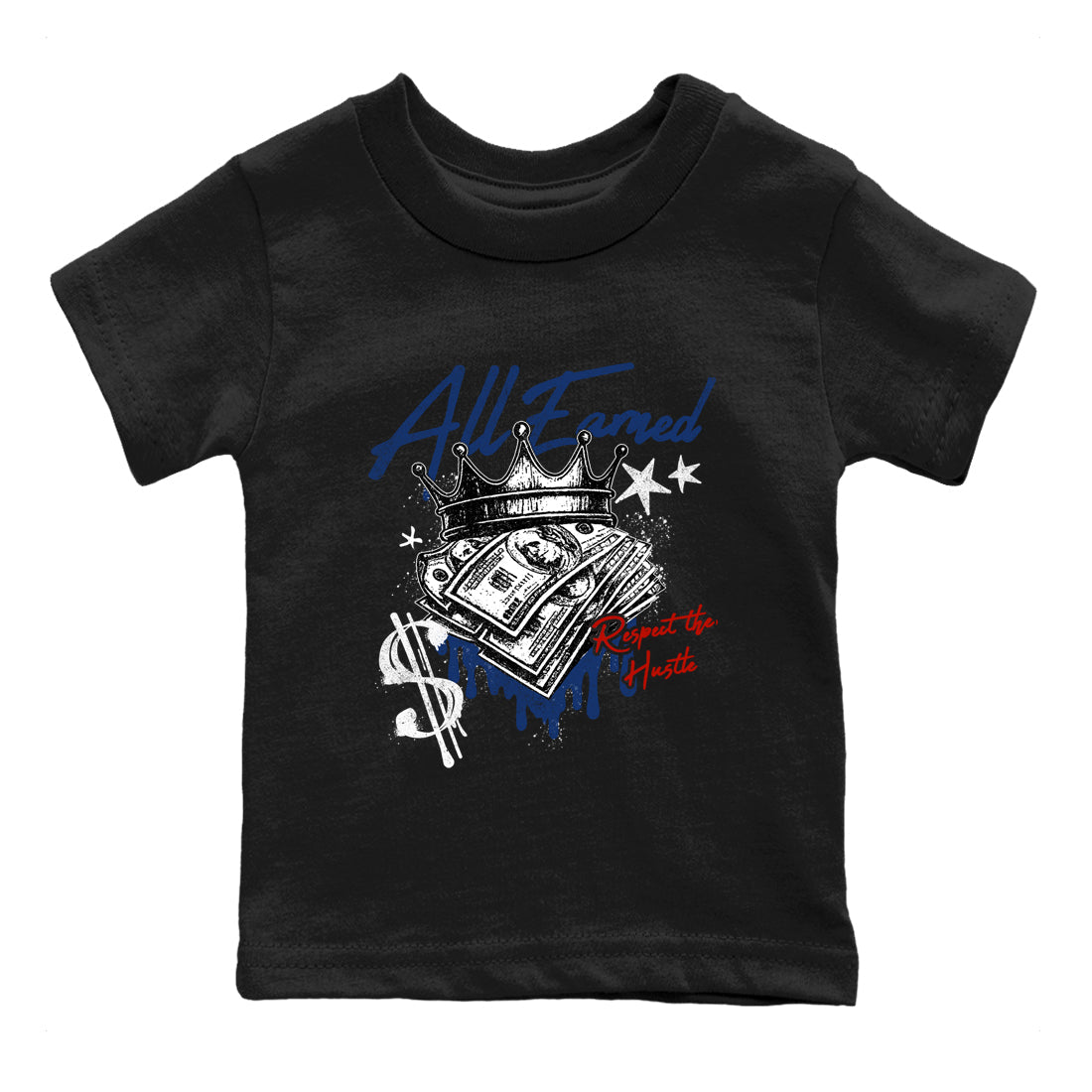 Sneaker match tees – Sneaker Threads To Match Air Jordan 11 Rare Air Shoes – All Earned Kids T-Shirt Black 2
