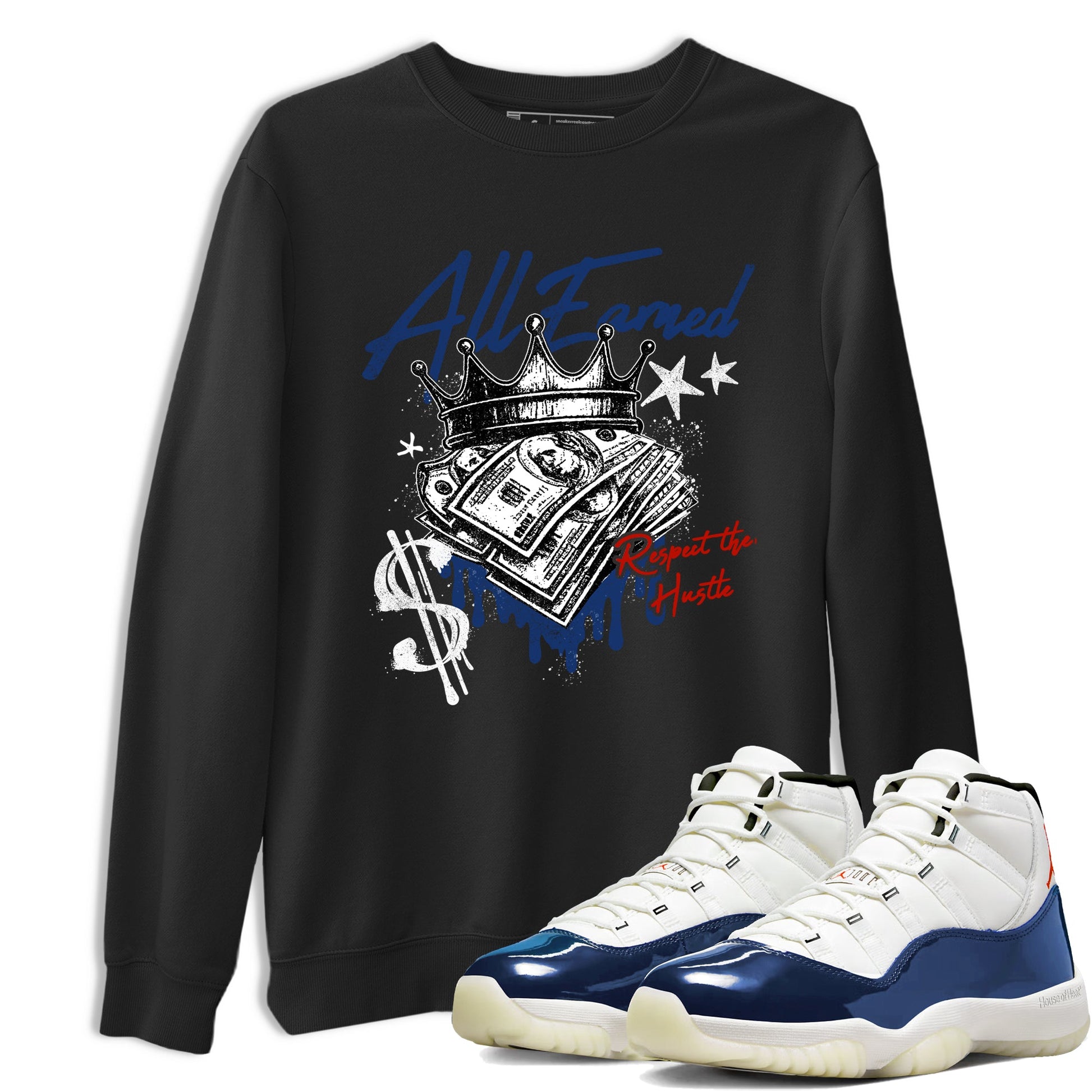 Sneaker match tees – Sneaker Threads To Match Air Jordan 11 Rare Air Shoes – All Earned Tee Black 1