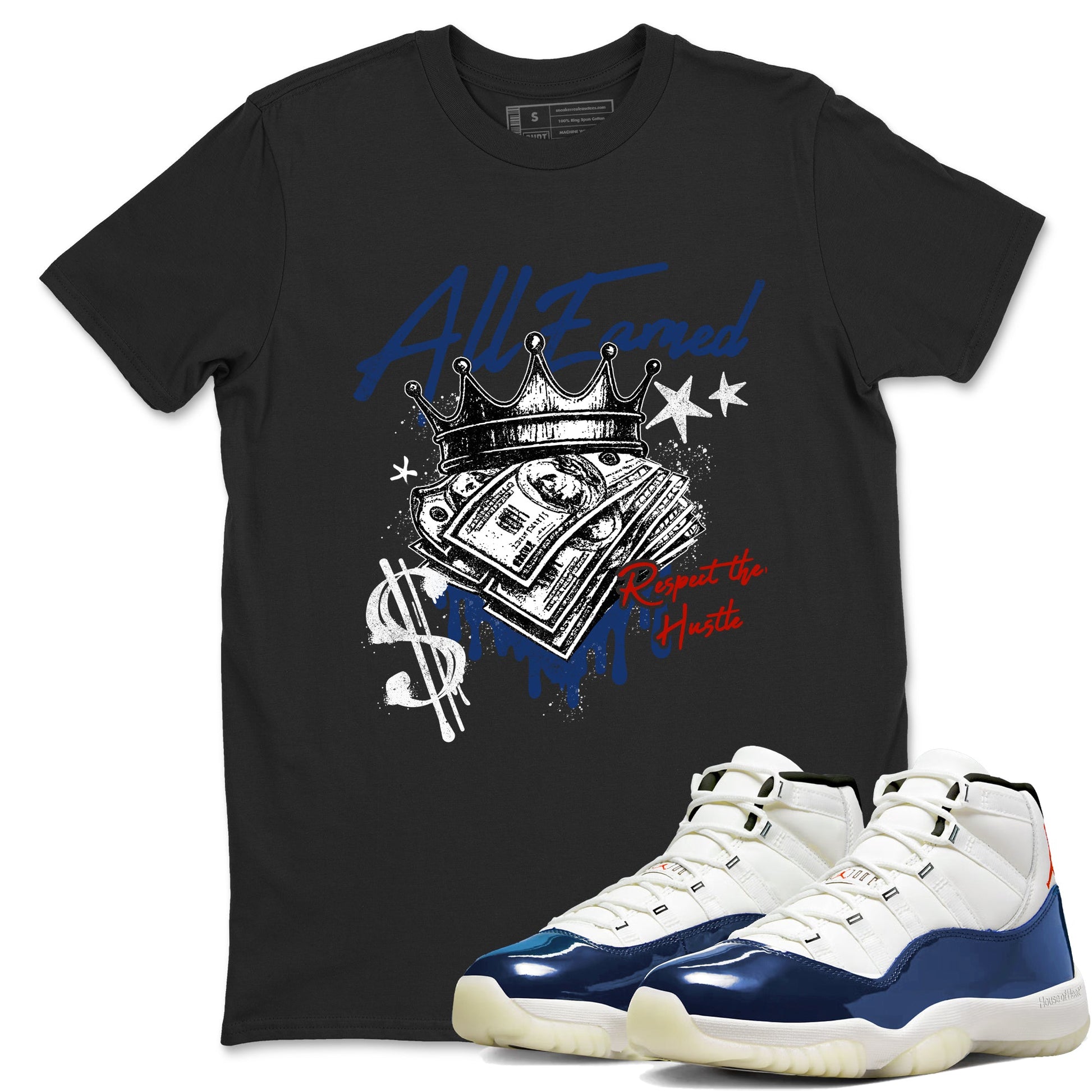 Sneaker match tees – Sneaker Threads To Match Air Jordan 11 Rare Air Shoes – All Earned Tee Black 1
