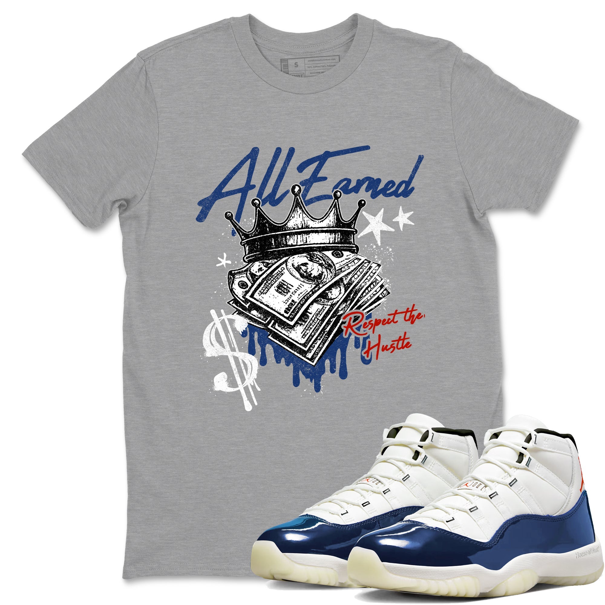 Sneaker match tees – Sneaker Threads To Match Air Jordan 11 Rare Air Shoes – All Earned Tee Heather Grey 1