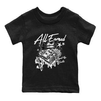 Best Sneakerfit graphic tee – Sneaker Tees To Match Air Jordan 4 Retro Black Cat Sneakers – All Earned Kids T-Shirt Black 2