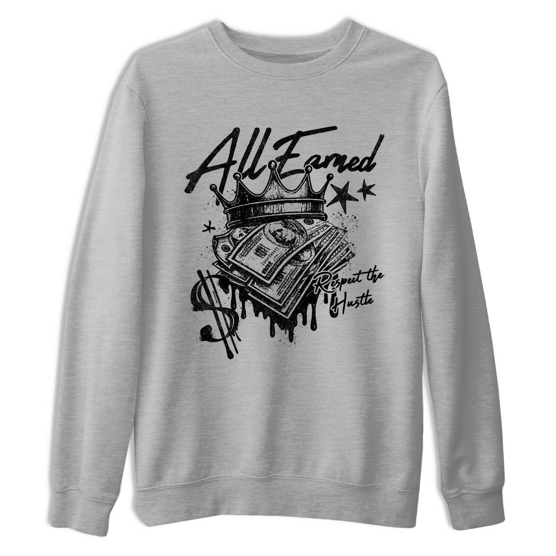 Best Sneakerfit graphic tee – Sneaker Tees To Match Air Jordan 4 Retro Black Cat Sneakers – All Earned Tee Heather Grey 2