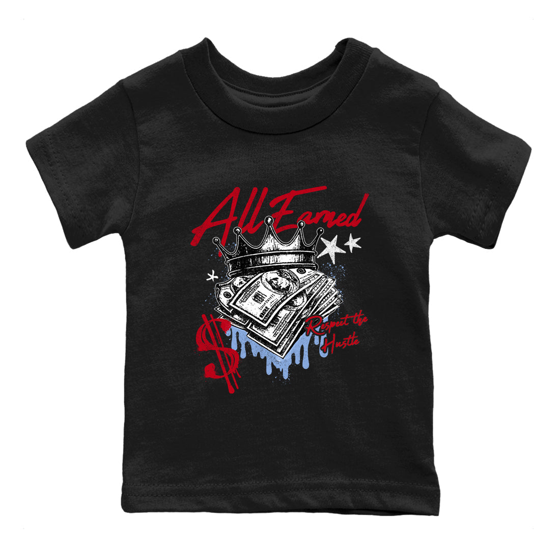 Sneaker match tees – Sneaker Tees To Match Air Jordan 5 Fire Red Shoes – All Earned Kids T-Shirt Black 2