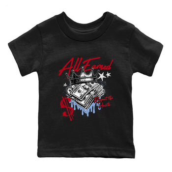 Sneaker match tees – Sneaker Tees To Match Air Jordan 5 Fire Red Shoes – All Earned Kids T-Shirt Black 2