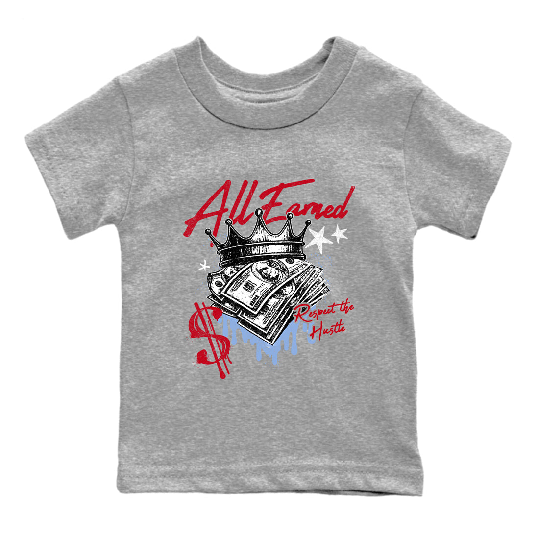 Sneaker match tees – Sneaker Tees To Match Air Jordan 5 Fire Red Shoes – All Earned Kids T-Shirt Heather Grey 2