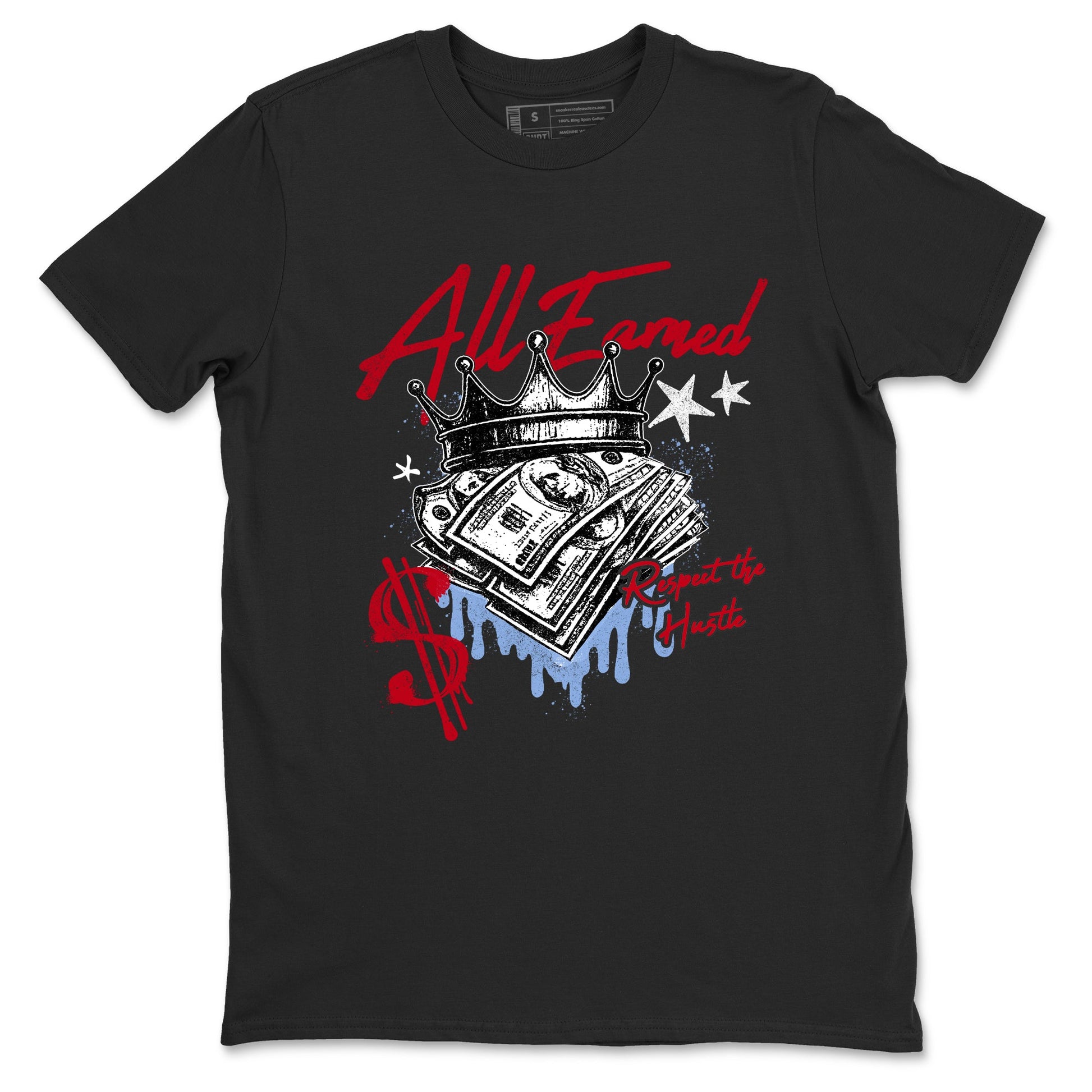 Sneaker match tees – Sneaker Tees To Match Air Jordan 5 Fire Red Shoes – All Earned Tee Black 2