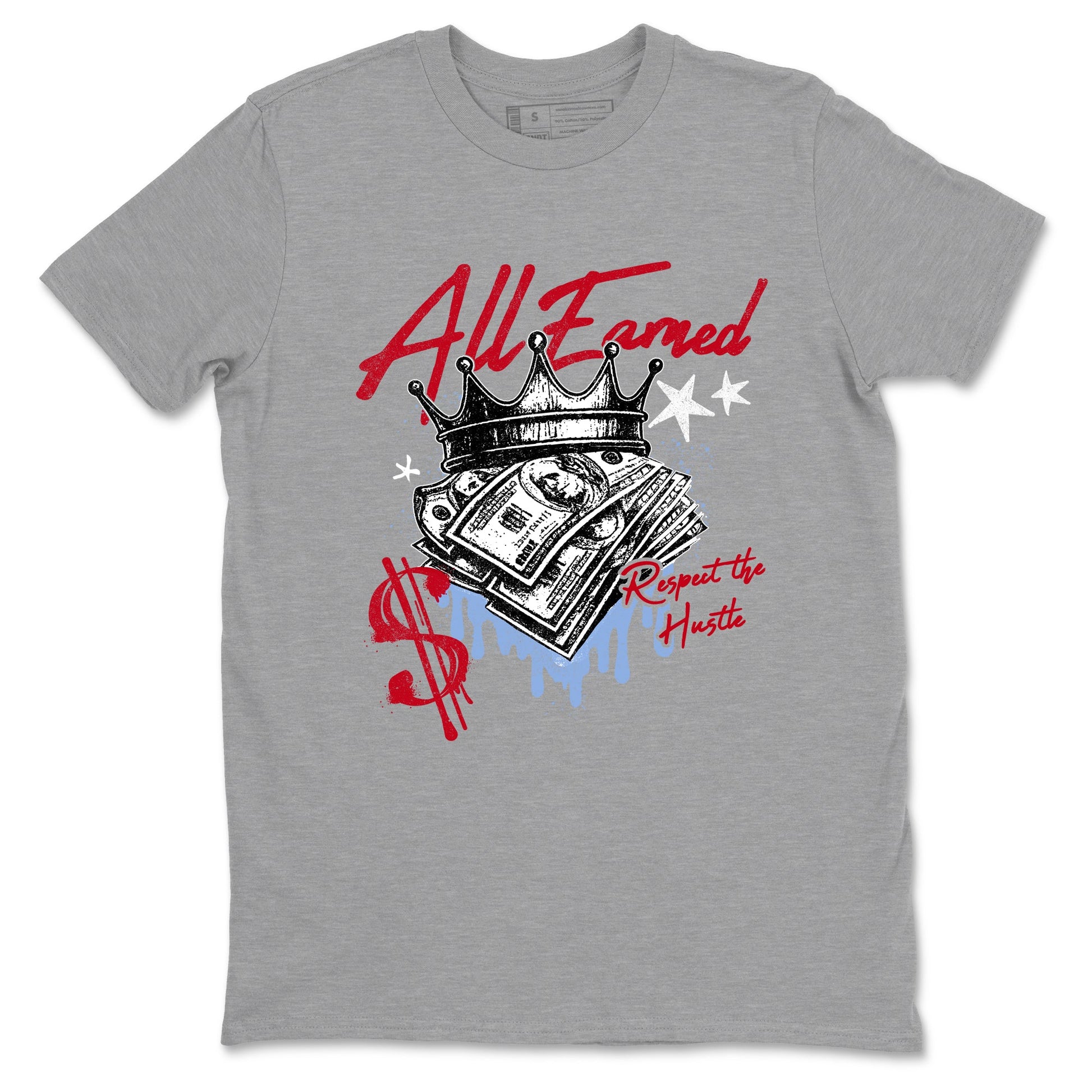 Sneaker match tees – Sneaker Tees To Match Air Jordan 5 Fire Red Shoes – All Earned Tee Heather Grey 2