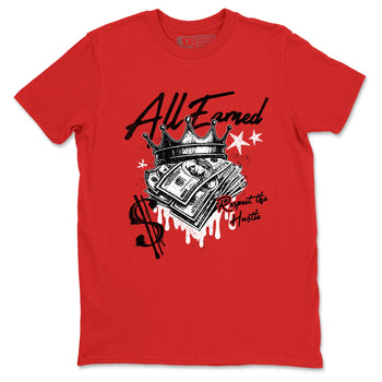 Sneaker match tees – Sneaker Tees To Match Air Jordan 5 Fire Red Shoes – All Earned Tee Red 2