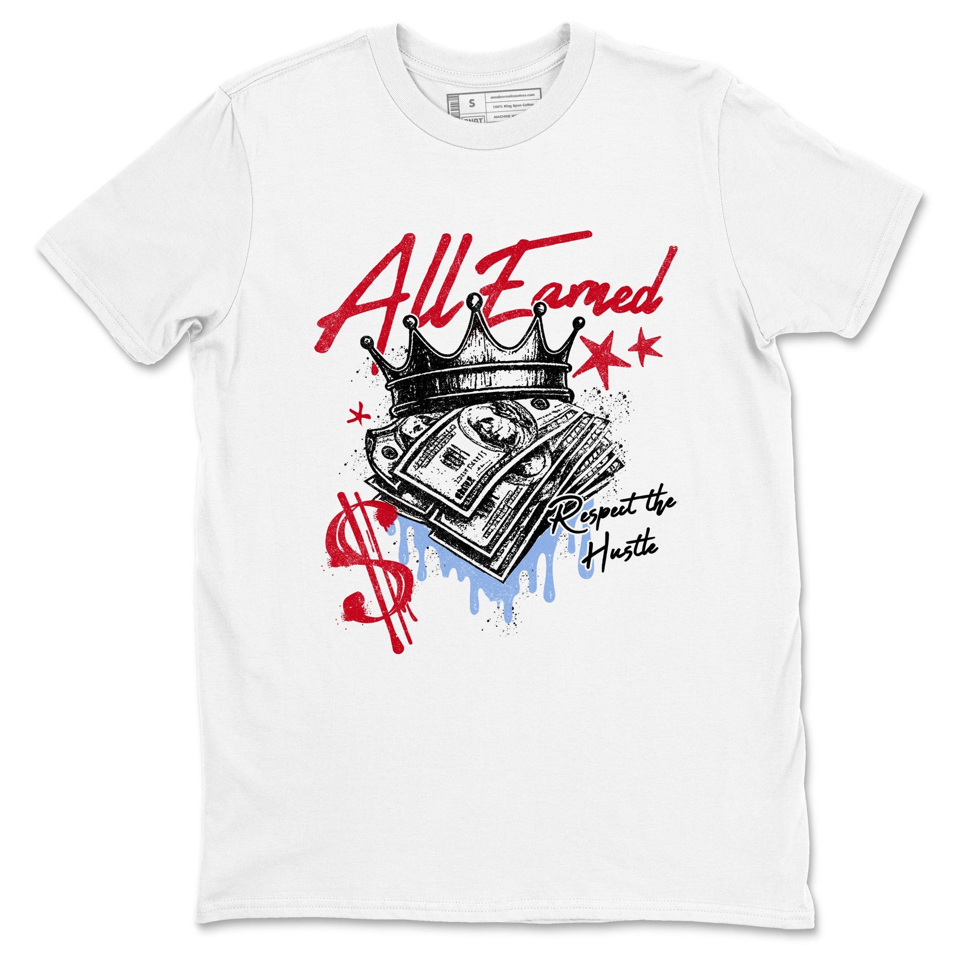 Sneaker match tees – Sneaker Tees To Match Air Jordan 5 Fire Red Shoes – All Earned Tee White 2