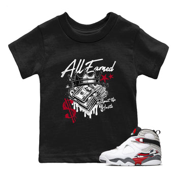 Sneaker match tees – Sneaker Tees To Match Air Jordan 8 Bunny Shoes Air Jordan 8 Bunny White and True Red – All Earned Kids T-Shirt Black 1