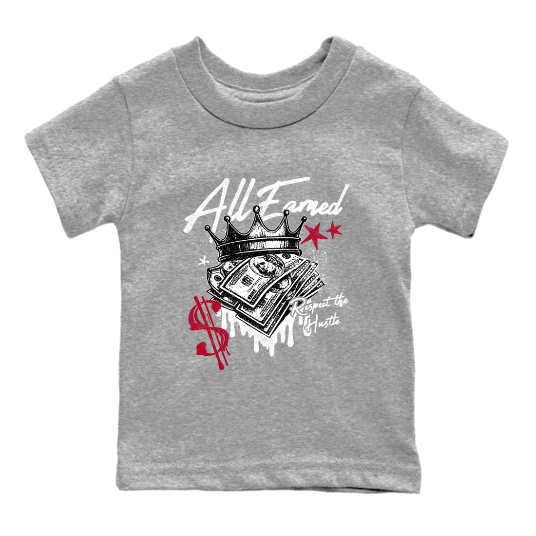 Sneaker match tees – Sneaker Tees To Match Air Jordan 8 Bunny Shoes Air Jordan 8 Bunny White and True Red – All Earned Kids T-Shirt Heather Grey 2