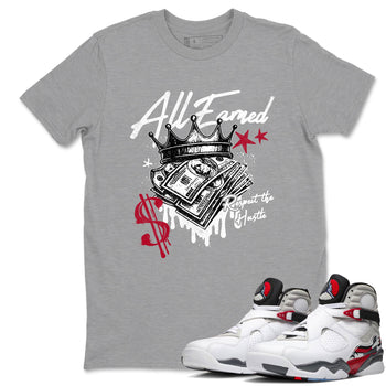 Sneaker match tees – Sneaker Tees To Match Air Jordan 8 Bunny Shoes Air Jordan 8 Bunny White and True Red – All Earned Tee Heather Grey 1