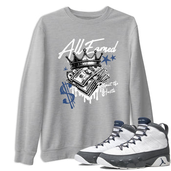 Sneaker match tees – Sneaker Tees To Match Air Jordan 9 Flint Grey Shoes – All Earned Tee Heather Grey 1