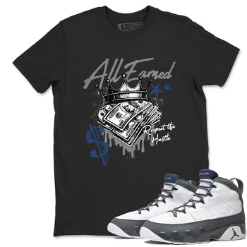 Sneaker match tees – Sneaker Tees To Match Air Jordan 9 Flint Grey Shoes – All Earned Tee Black 1