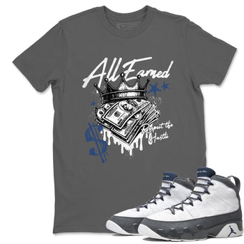 Sneaker match tees – Sneaker Tees To Match Air Jordan 9 Flint Grey Shoes – All Earned Tee Cool Grey 1