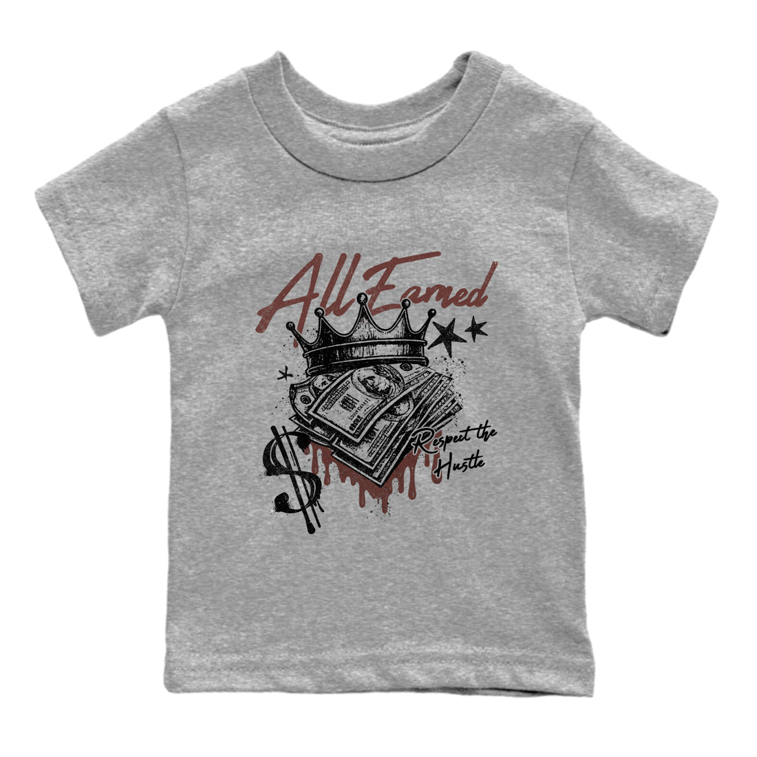 Sneaker match tees – Sneaker Tees To Match Dunk Low Football Shoes – All Earned Kids T-Shirt Heather Grey 2
