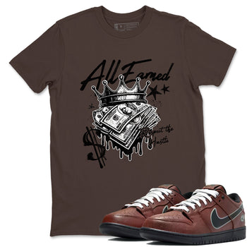 Sneaker match tees – Sneaker Tees To Match Dunk Low Football Shoes – All Earned Tee Dark Chocolate 1