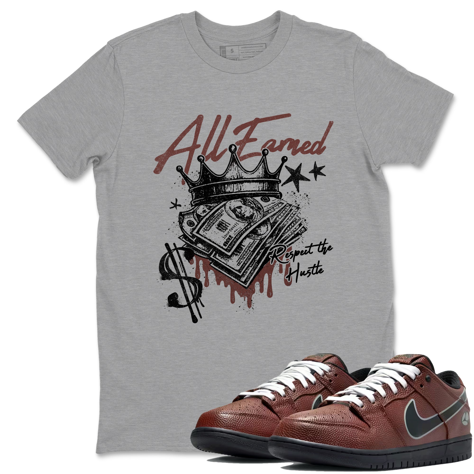 Sneaker match tees – Sneaker Tees To Match Dunk Low Football Shoes – All Earned Tee Heather Grey 1