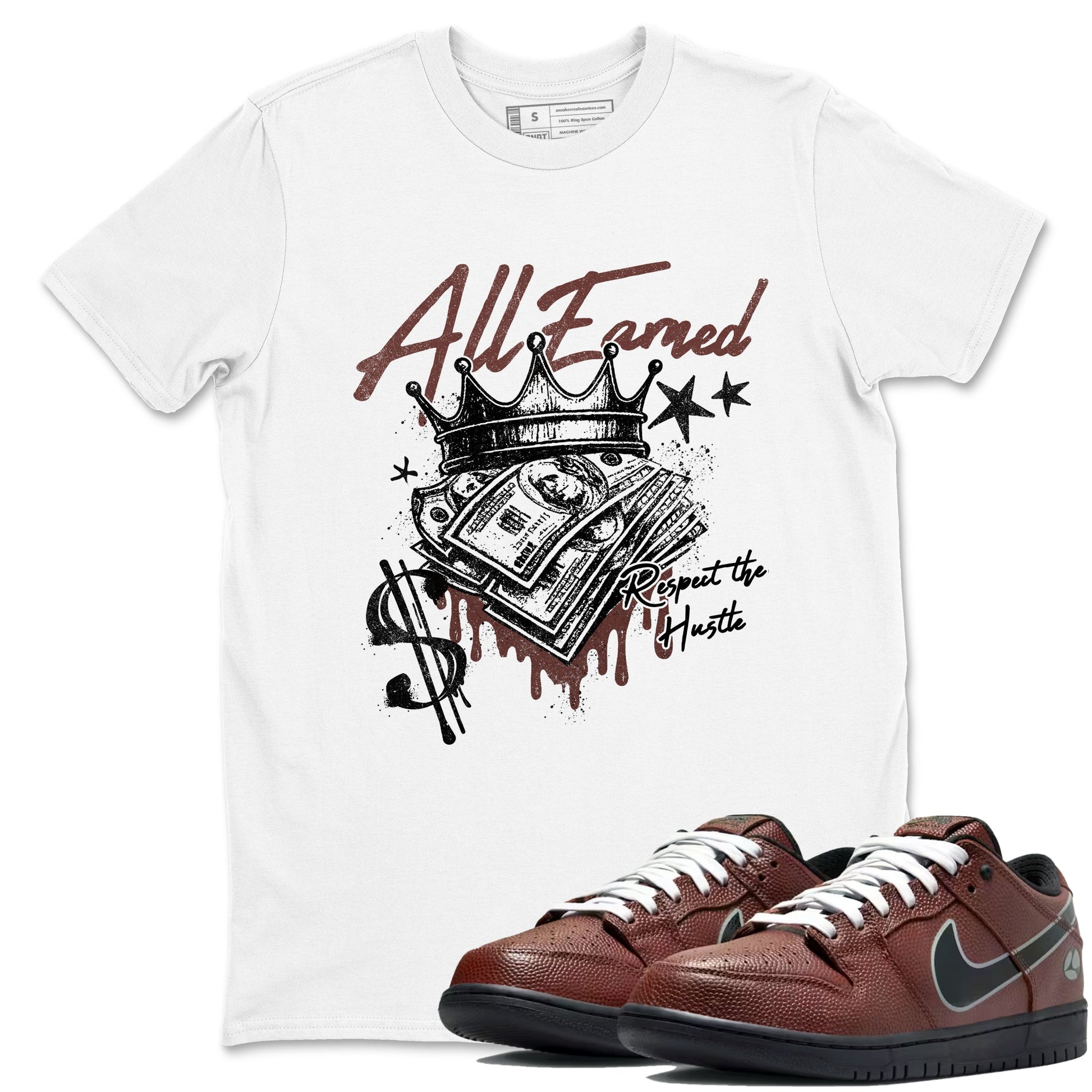 Sneaker match tees – Sneaker Tees To Match Dunk Low Football Shoes – All Earned Tee White 1