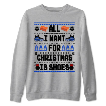 Air Foamposite One Royal t shirts to match sneakers Special Christmas Shirts All I Want For Christmas Is Shoes sneaker match tees Foams One Royal sneaker match tee SNRT Sneaker Tees unisex cotton Heather Grey 2 shirts