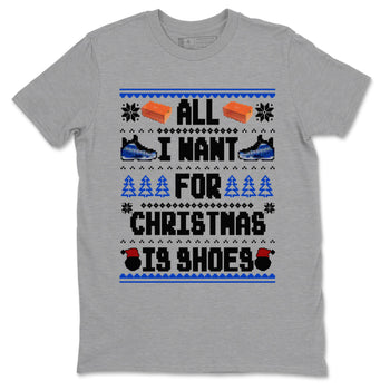 Air Foamposite One Royal t shirts to match sneakers Special Christmas Shirts All I Want For Christmas Is Shoes sneaker match tees Foams One Royal sneaker match tee SNRT Sneaker Tees unisex cotton Heather Grey 2 shirts